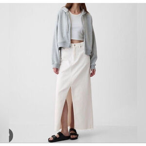 GAP White Denim Maxi Skirt with Front Slit Size 00